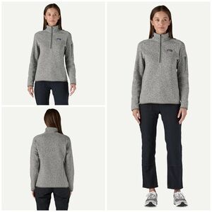 Patagonia Women Better Sweater 1/4-Zip Fleece Gray Knit Quater Zip-Up Sweater M